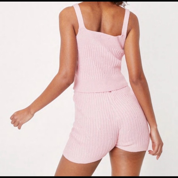 [Sold] Nasty Gal Pink Cable knit Top and Shorts Loungeset - Picture 5 of 9